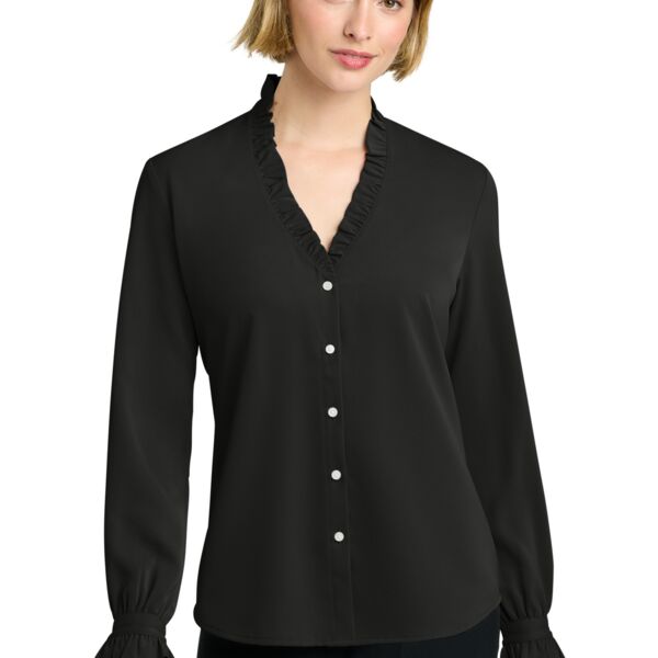 Women's Long Sleeve Ruffle Collar Blouse Thumbnail